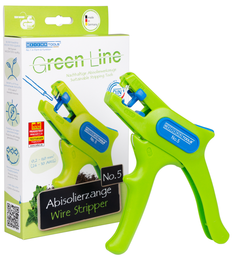 Wire Stripper No. 5 Green Line | for all common stranded and solid conductors, working range 0,2 - 6,0 mm²