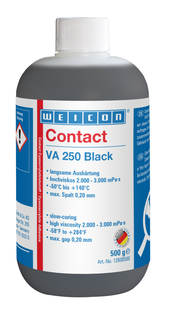 Contact VA 250 Black Cyanoacrylate Adhesive | instant adhesive with high viscosity, rubber-filled