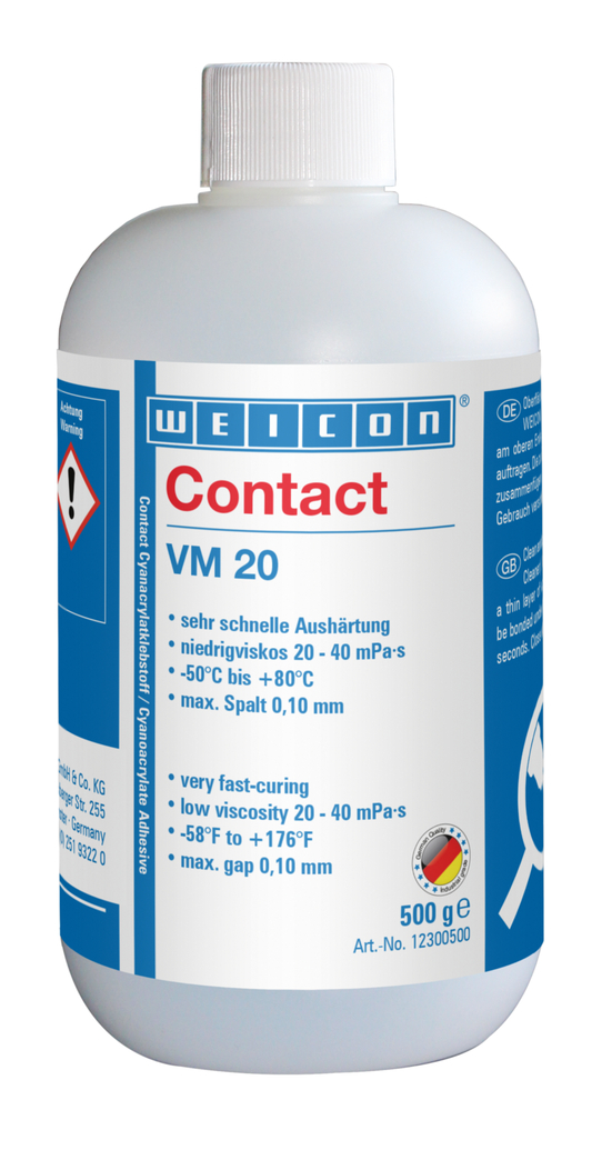 WEICON Contact VM 20 Cyanoacrylate Adhesive | instant adhesive with low viscosity for metal