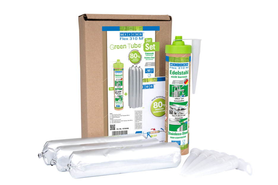 Flex 310 M® Stainless Steel | adhesive and sealant with high initial strength and metallic look, based on MS-Polymer