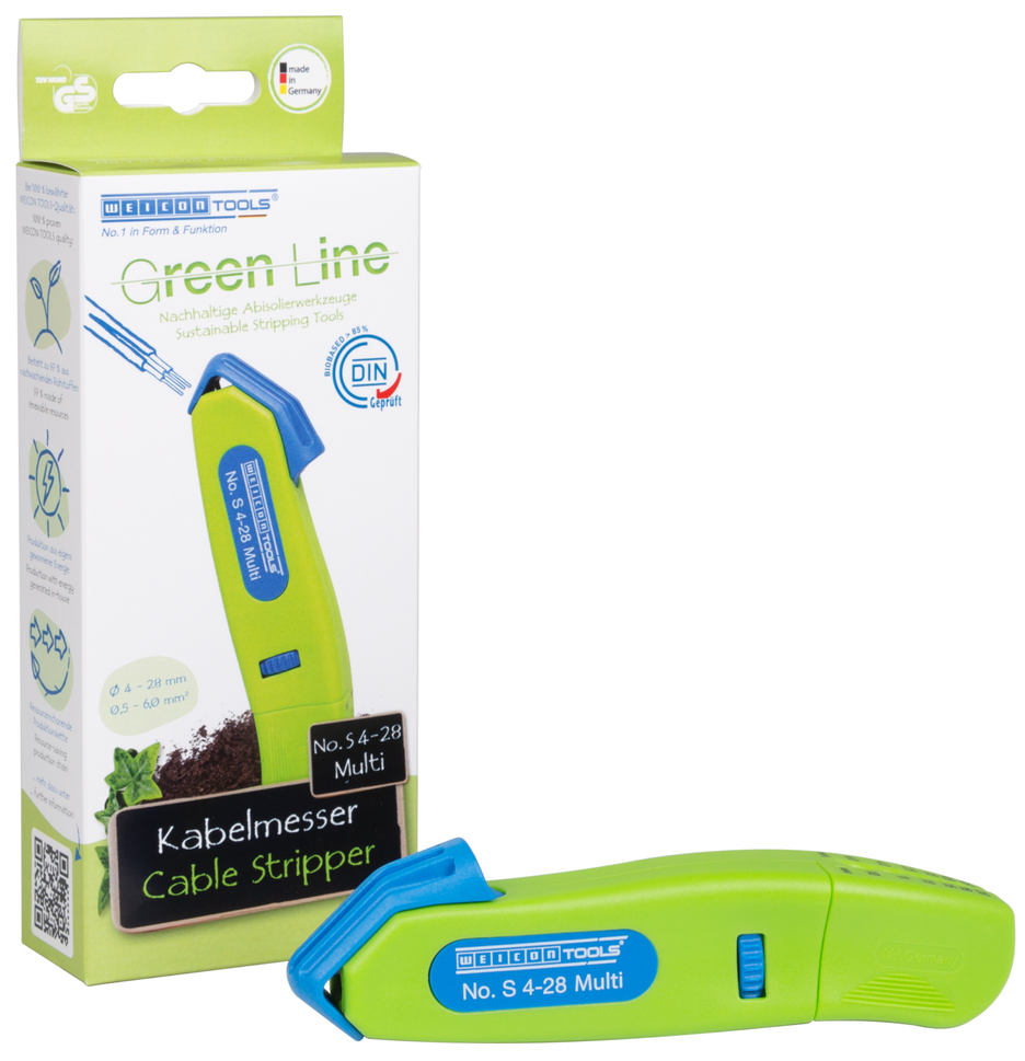 Cable Stripper No. S 4 - 28 Multi Green Line | with integrated stripping function, working range 4 - 28 mm Ø