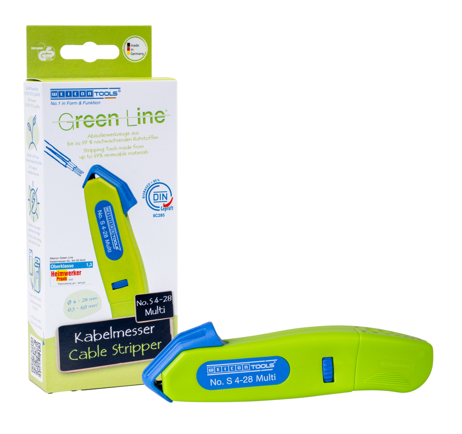 Cable Stripper No. S 4 - 28 Multi Green Line | with integrated stripping function, working range 4 - 28 mm Ø