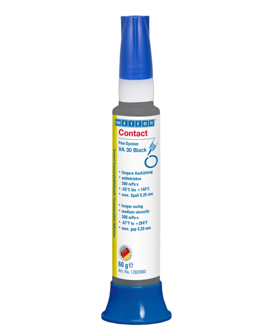 Contact VA 30 Black Cyanoacrylate Adhesive | instant adhesive with medium viscosity, rubber-filled