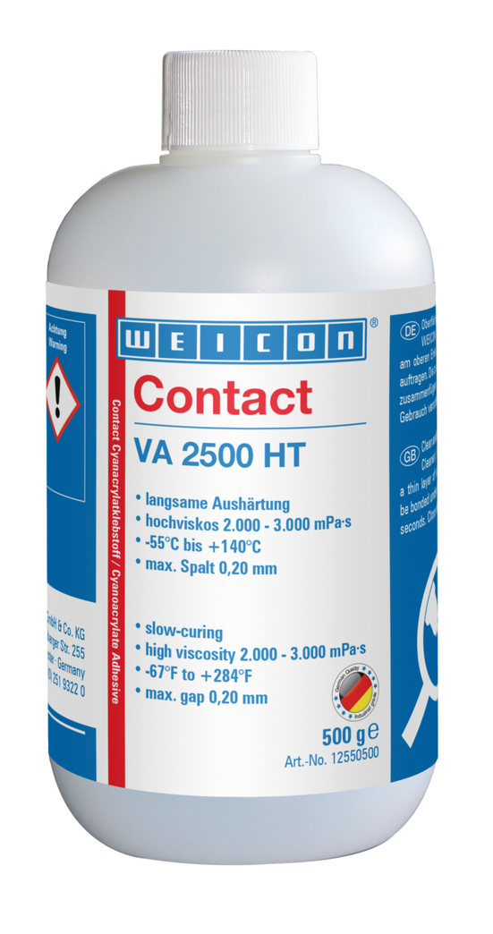 Contact VA 2500 HT Cyanoacrylate Adhesive | high-viscosity instant adhesive, high-temperature-resistant up to 140°C Contact VA 2500 HT Cyanoacrylate Adhesive | high-viscosity instant adhesive, high-temperature-resistant up to 140°C