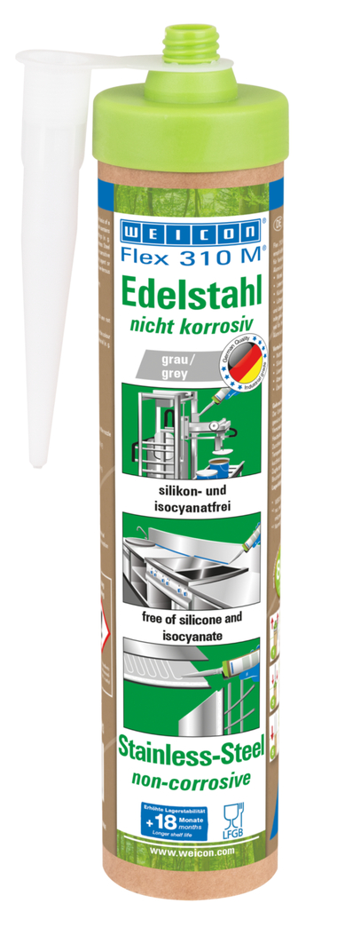 Flex 310 M® Stainless Steel | adhesive and sealant with high initial strength and metallic look, based on MS-Polymer