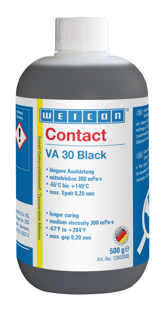 Contact VA 30 Black Cyanoacrylate Adhesive | instant adhesive with medium viscosity, rubber-filled