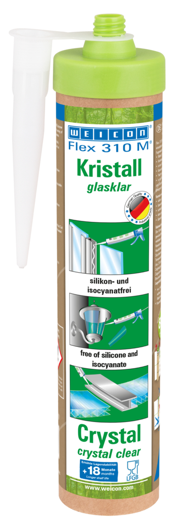 Flex 310 M® Crystal MS-Polymer | elastic adhesive based on MS-Polymer in Presspack packaging for fatigue-free working