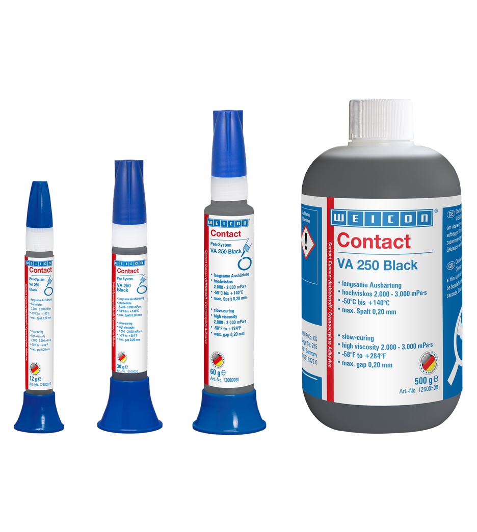 Contact VA 250 Black Cyanoacrylate Adhesive | instant adhesive with high viscosity, rubber-filled