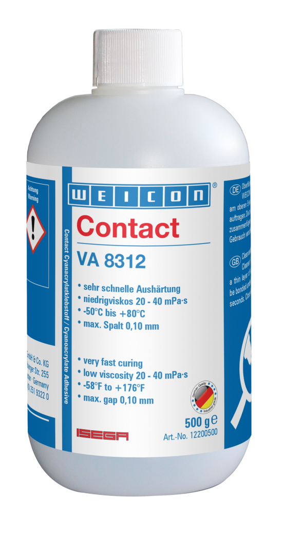 WEICON Contact VA 8312 Cyanoacrylate Adhesive | instant adhesive for the food sector as well as EPDM elastomers and rubber