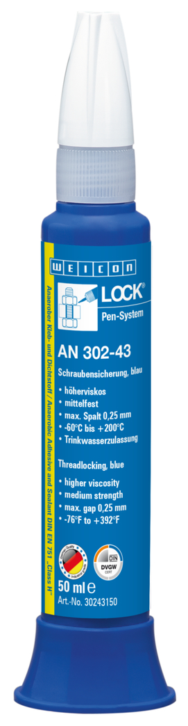 WEICONLOCK® AN 302-43 Threadlocking | medium strength, higher viscosity, with drinking water approval WEICONLOCK® AN 302-43 Threadlocking | medium strength, higher viscosity, with drinking water approval