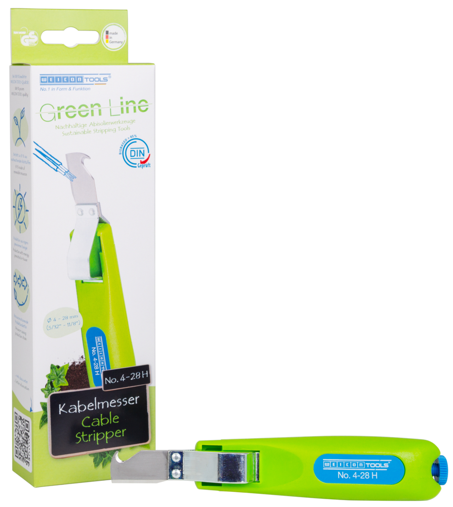 Cable Stripper No. 4 - 28 H Green Line | hook blade and protective cap, working range 4 - 28 mm Ø