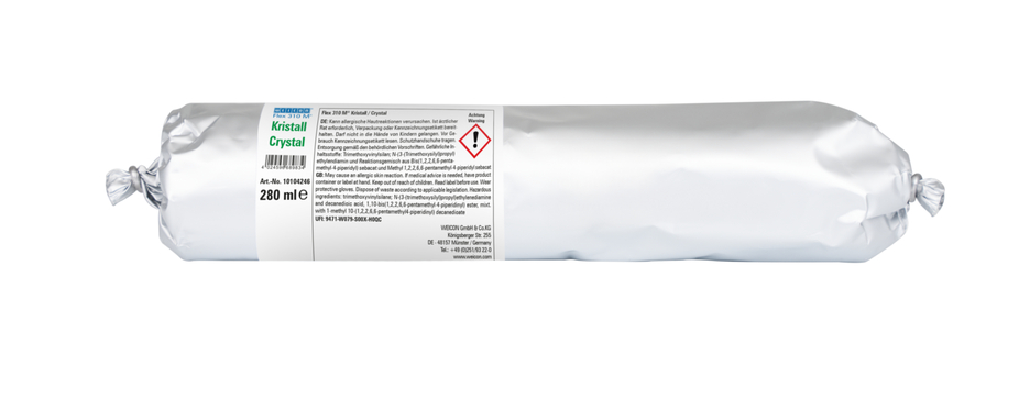 Flex 310 M® Crystal MS-Polymer | elastic adhesive based on MS-Polymer in Presspack packaging for fatigue-free working