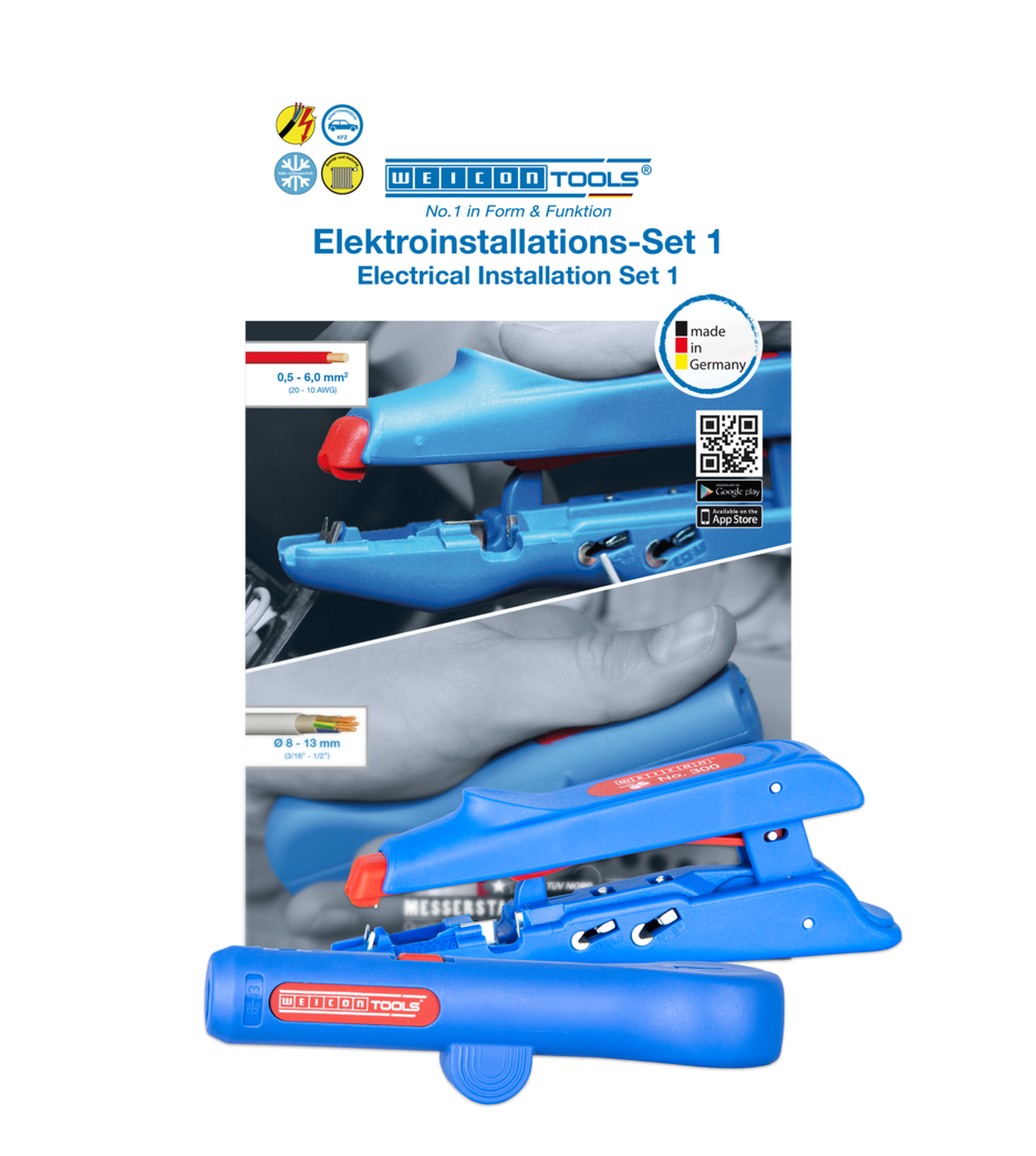 Electrical Installation Set 1 | 2-piece stripping set incl. crimping tool and wire stripper