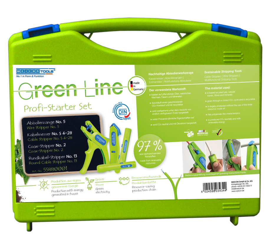 Starter Set Pro Green Line | 4-piece stripping set for house installations
>> Available from October 1st, 2022 Starter Set Pro Green Line | 4-piece stripping set for house installations
>> Available from October 1st, 2022