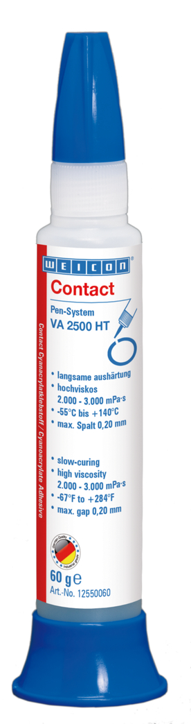 Contact VA 2500 HT Cyanoacrylate Adhesive | high-viscosity instant adhesive, high-temperature-resistant up to 140°C Contact VA 2500 HT Cyanoacrylate Adhesive | high-viscosity instant adhesive, high-temperature-resistant up to 140°C