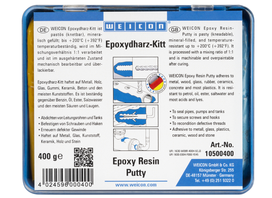 WEICON Epoxy Resin Putty | kneadable universal repair compound