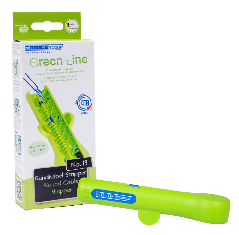 Round Cable Stripper No. 13 Green Line | for stripping all common round cables, working range 6,0 - 13,0 mm Ø