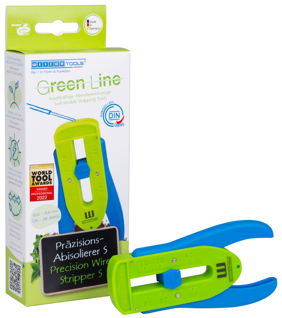 Precision Wire Stripper S Green Line | for thin conductors and wires, stripping range from 0,12 mm - 0,8 mm (36-20 AWG)