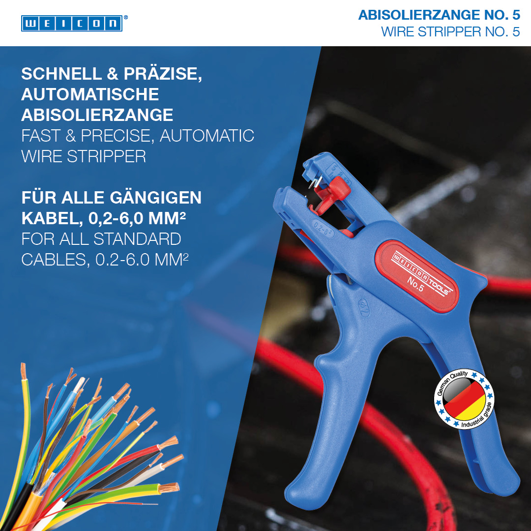 Wire Stripper No. 5 | for all common stranded and solid conductors, working range 0,2 - 6,0 mm²