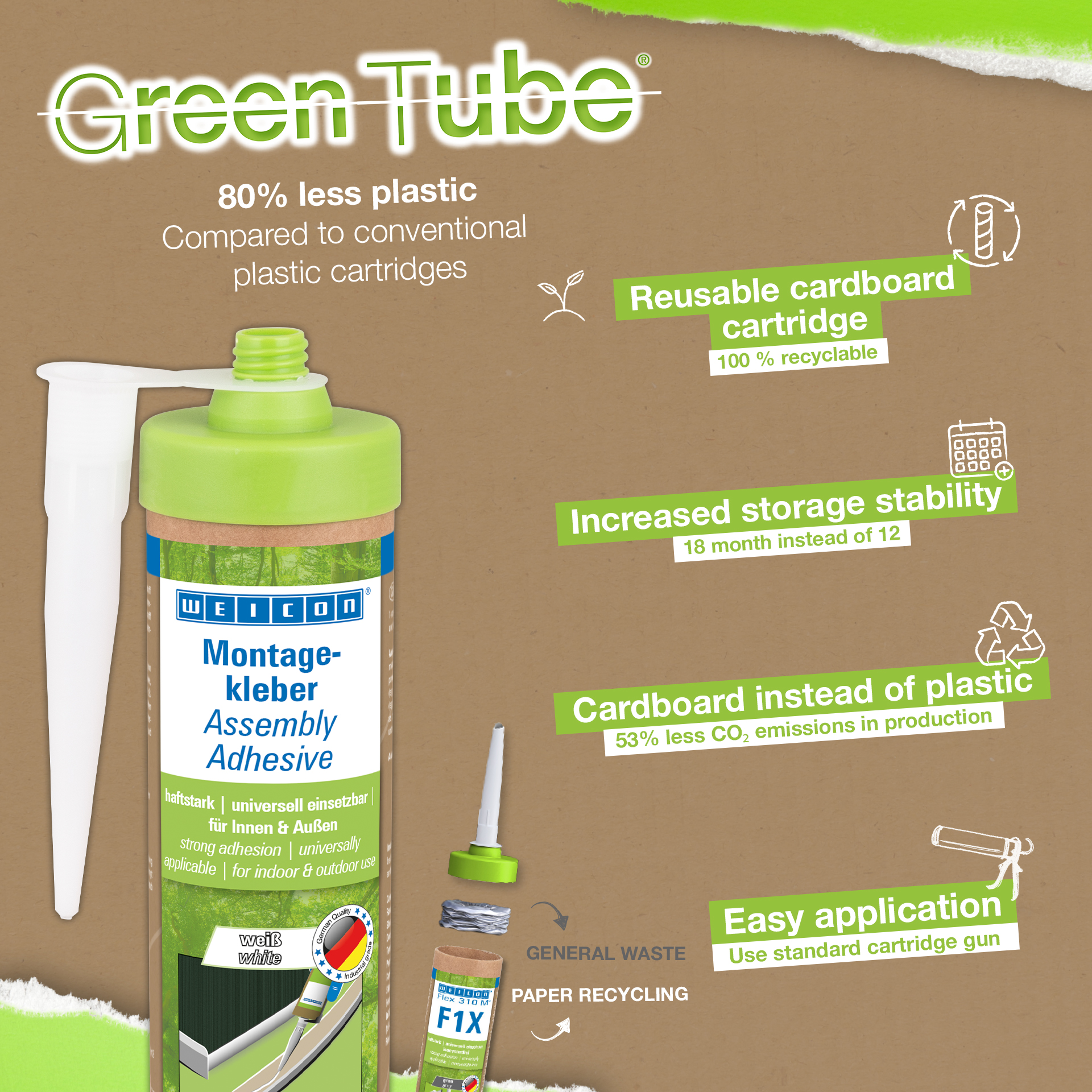 WEICON Green Tube Assembly Adhesive | powerful universal adhesive for indoor and outdoor use