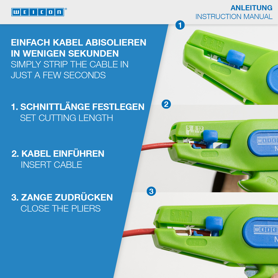Wire Stripper No. 5 Green Line | for all common stranded and solid conductors, working range 0,2 - 6,0 mm²