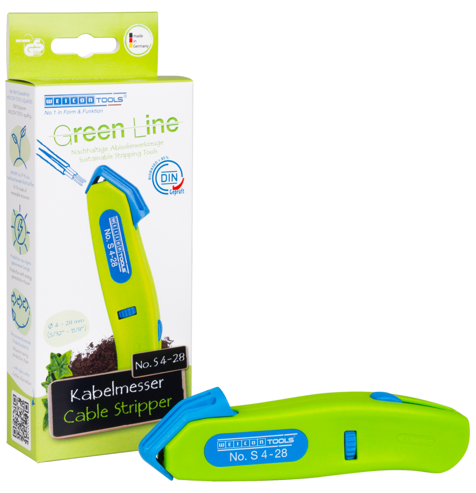 Cable Stripper No. S 4 - 28 Green Line | with retractable hook blade, working range 4 - 28 mm Ø